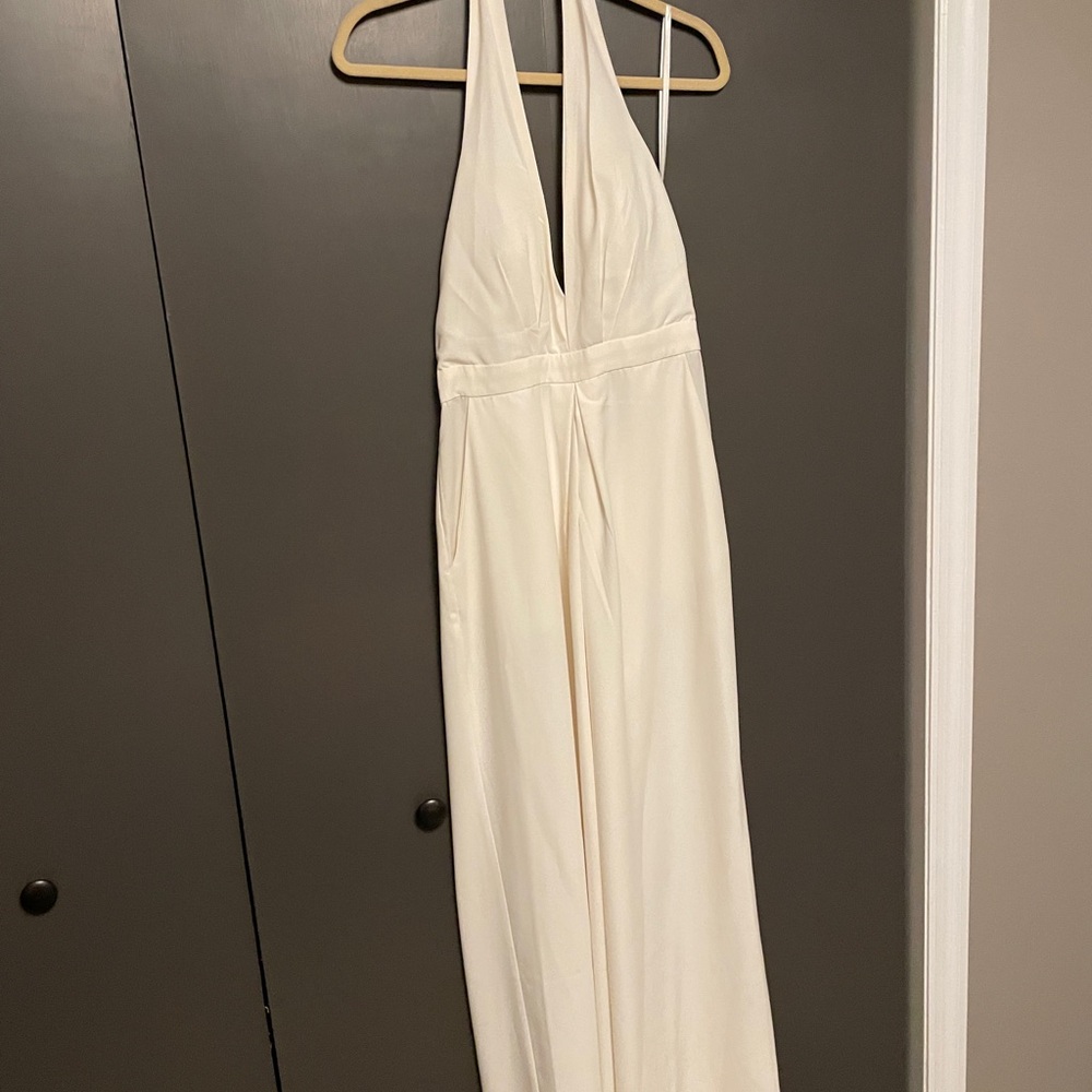 BHLDN Jill Stuart White Halter Jumpsuit